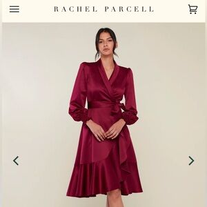 Rachel Parcell Satin Wrap Dress - Wine Red